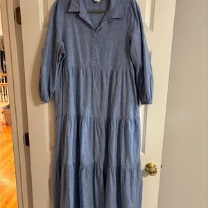 Pomander Place Chambray Blue Tiered Maxi Dress